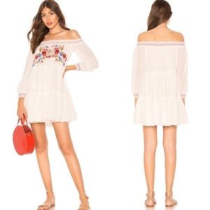 Free People Off White Embroidered Sunbeams Mini Dress Sz s